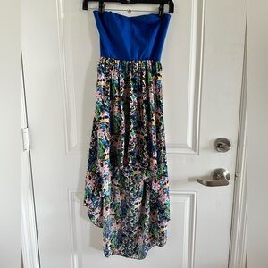 Blue Strapless High-low dress